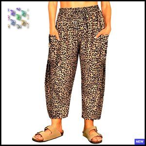 Plus Size Palazzo Harem Pants Drawstring Waist Wide Leg Casual Summer